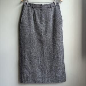 VTG David Hollis Gray Tweed Wool Blend Midi Pencil Skirt Career Office Retro 10P